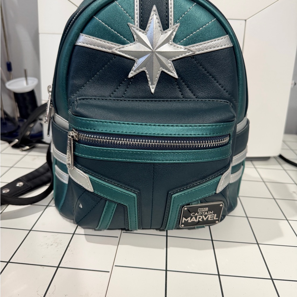 Loungefly Metallic Teal & Silver Captain Marvel Mini Backpack